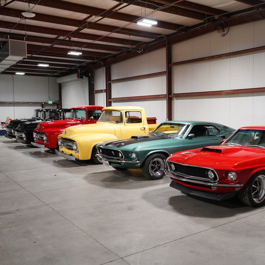 Ford F100s + Mustangs